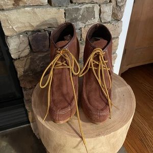 Colin Stuart Rust Suede Lace-Up High Heel Ankle Boots